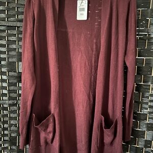 Matty M Deep Red Open Front Cardigan